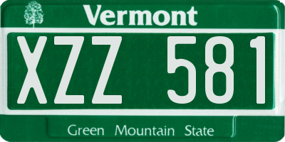 VT license plate XZZ581