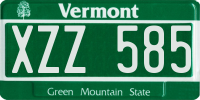 VT license plate XZZ585