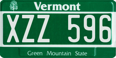 VT license plate XZZ596