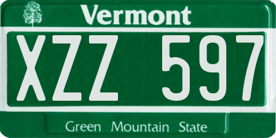 VT license plate XZZ597