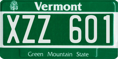 VT license plate XZZ601
