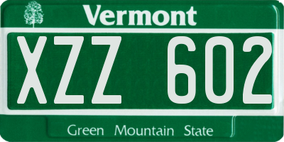 VT license plate XZZ602