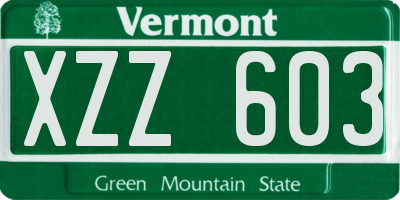 VT license plate XZZ603