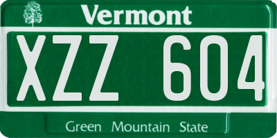 VT license plate XZZ604