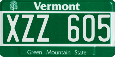 VT license plate XZZ605
