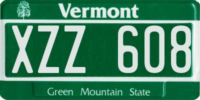 VT license plate XZZ608