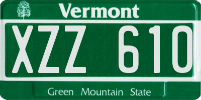 VT license plate XZZ610