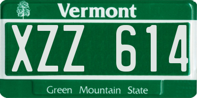 VT license plate XZZ614