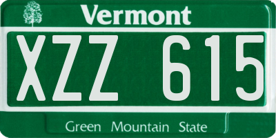 VT license plate XZZ615