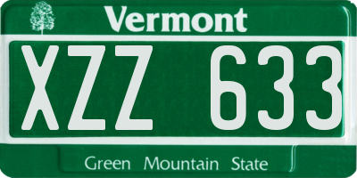 VT license plate XZZ633