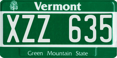 VT license plate XZZ635