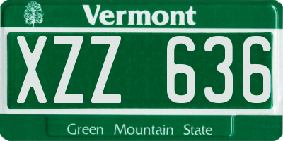 VT license plate XZZ636