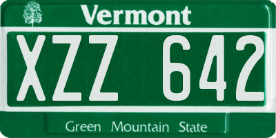 VT license plate XZZ642