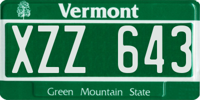 VT license plate XZZ643