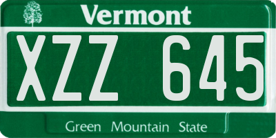 VT license plate XZZ645