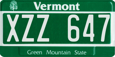 VT license plate XZZ647