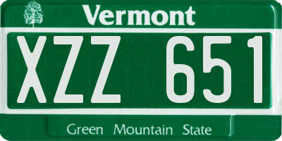 VT license plate XZZ651