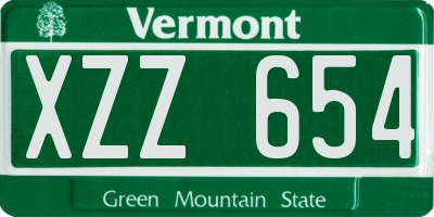 VT license plate XZZ654