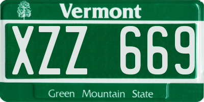 VT license plate XZZ669