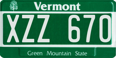 VT license plate XZZ670