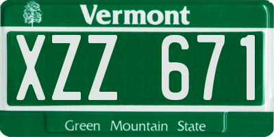 VT license plate XZZ671