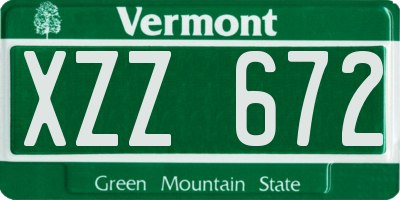 VT license plate XZZ672