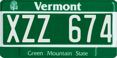 VT license plate XZZ674