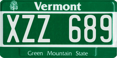 VT license plate XZZ689