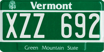 VT license plate XZZ692