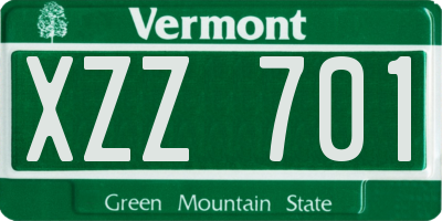 VT license plate XZZ701