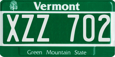 VT license plate XZZ702