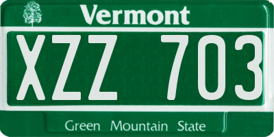 VT license plate XZZ703