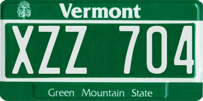 VT license plate XZZ704