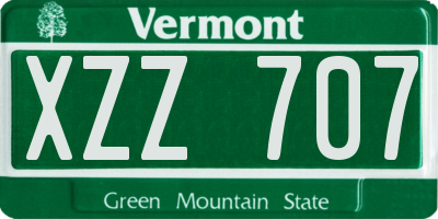 VT license plate XZZ707