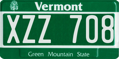 VT license plate XZZ708