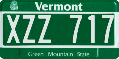 VT license plate XZZ717