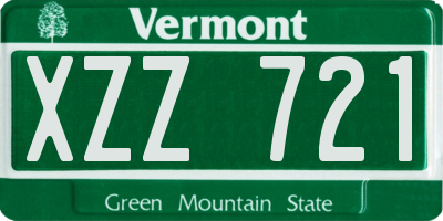 VT license plate XZZ721