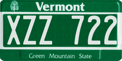 VT license plate XZZ722
