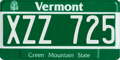 VT license plate XZZ725