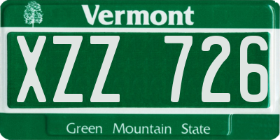 VT license plate XZZ726