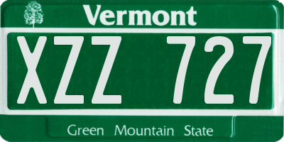 VT license plate XZZ727
