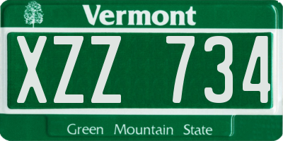 VT license plate XZZ734