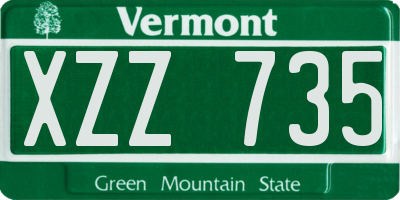 VT license plate XZZ735