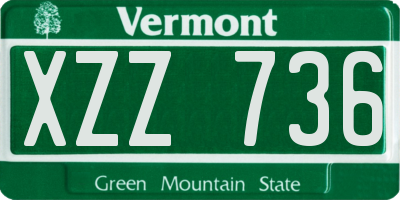 VT license plate XZZ736