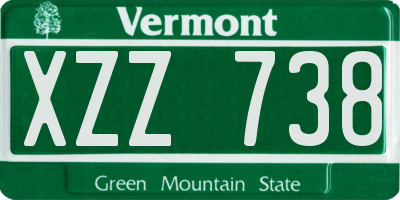 VT license plate XZZ738