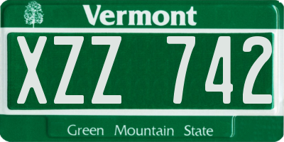 VT license plate XZZ742