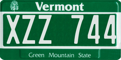 VT license plate XZZ744