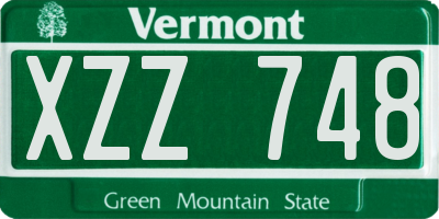 VT license plate XZZ748