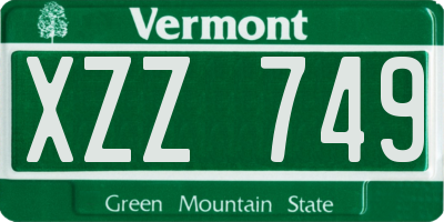 VT license plate XZZ749