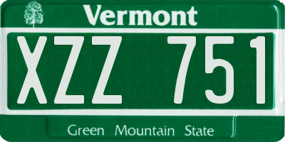 VT license plate XZZ751